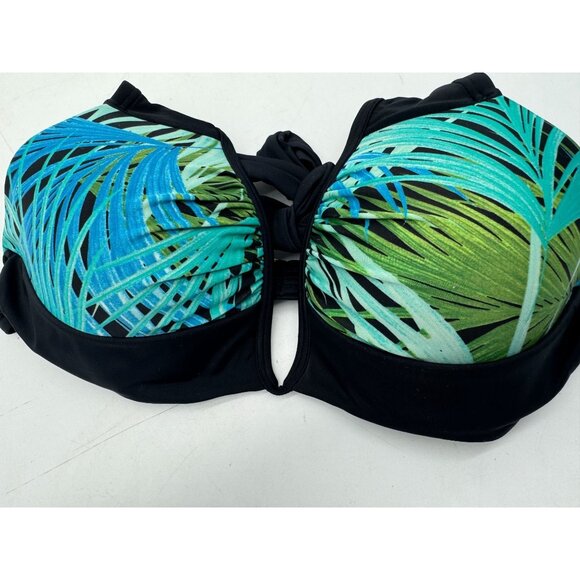 Victoria's Secret Tropical Halter Bikini Top Womens L Black Plunge Neck Summer - Picture 10 of 10